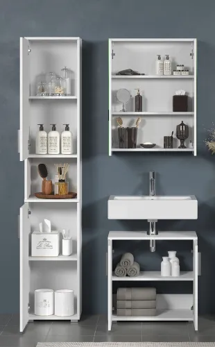 Badezimmer-Set Wons | weiß Hochglanz | 3-teilig