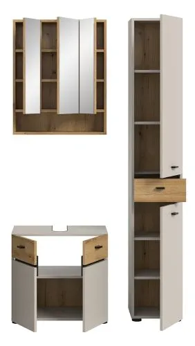 Badkombination Bad Set Aqua | 3-teilig | Kaschmir / Evoke Oak ohne