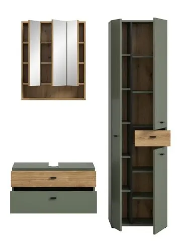 Badkombination Bad Set Aqua | 3-teilig | Sage Green / Evoke Oak mit