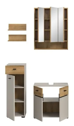 Badkombination Bad Set Aqua | 4-teilig | Kaschmir / Evoke Oak ohne