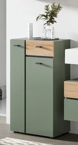 Badkombination Bad Set Aqua | 4-teilig | Sage Green / Evoke Oak mit Aufsatzleuchte