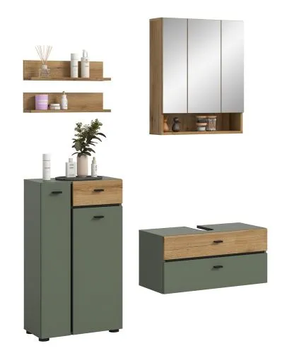 Badkombination Bad Set Aqua | 4-teilig | Sage Green / Evoke Oak ohne