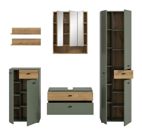 Badkombination Bad Set Aqua | 5-teilig | Sage Green / Evoke Oak ohne