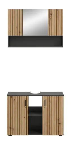 Badkombination Mone | 2-teilig | Basalt grau / Artisan Oak ohne