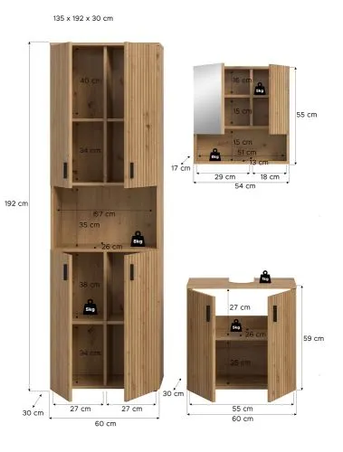 Badkombination Mone | 3-teilig | Artisan Oak