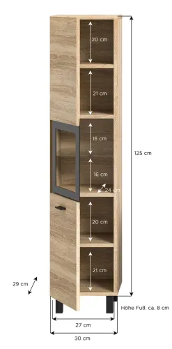 Badschrank Boston | mit Glastür | Eiche Sonoma