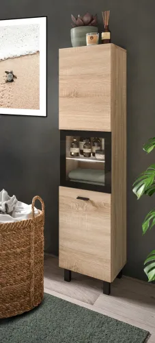 Badschrank Boston | mit Glastür | Eiche Sonoma