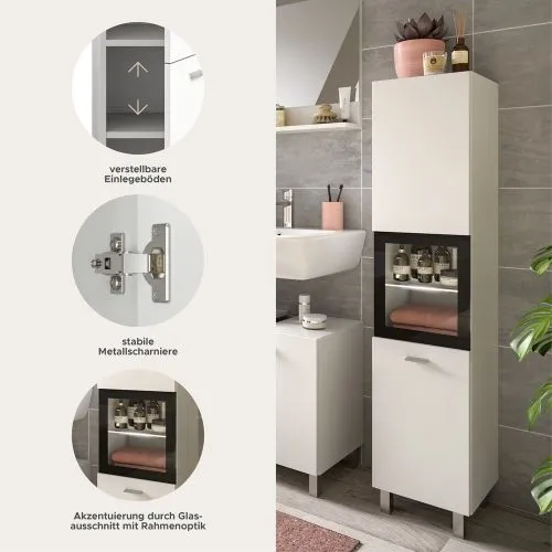 Badschrank Boston | mit Glastür | weiß