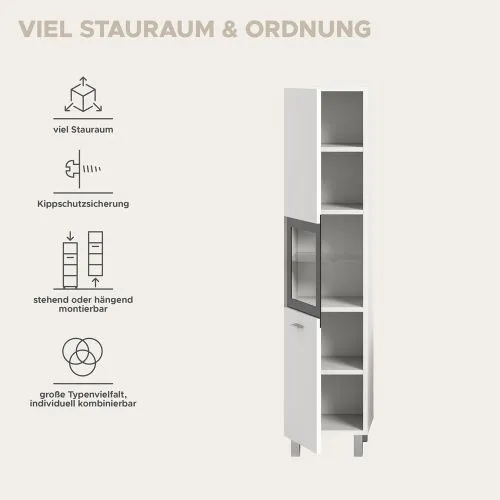 Badschrank Boston | mit Glastür | weiß