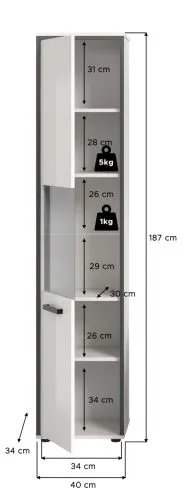 Badschrank Kojak 2 | weiß / weiß Hochglanz | optional Beleuchtung