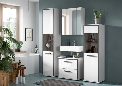 Badschrank Kojak | weiß / weiß Hochglanz | ohne Beleuchtung