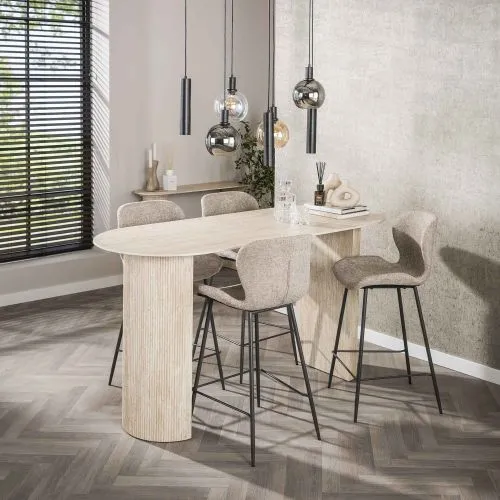 Bartisch Devo | oval | 180 cm | Keramik | Travertin