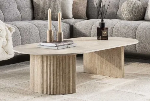 Couchtisch Homa | Keramik Travertin | 135 cm | beige