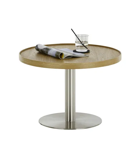 Couchtisch Monteverde | rund | Ø60/Ø80 | Eiche / Edelstahl | verschiedene Größen