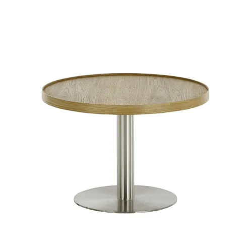 Couchtisch Monteverde | rund | Ø60 | Eiche / Edelstahl | 60 x 40 cm