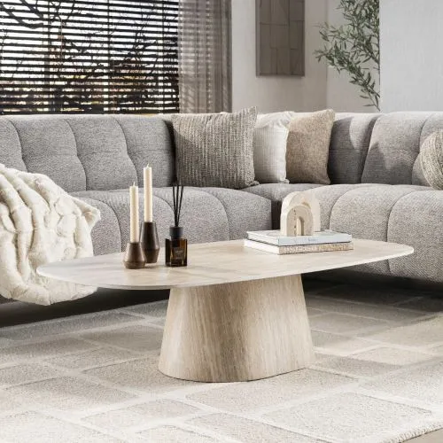 Couchtisch Nische | Keramik Travertin | 135 cm | beige
