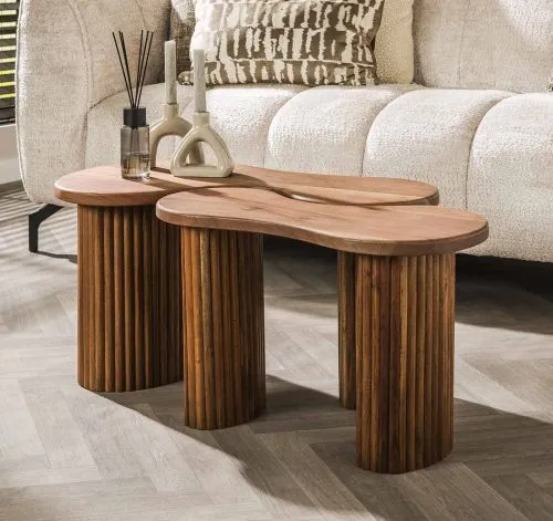 Couchtisch Set Ashi | 2-teilig | Akazie massiv | Naturfarben