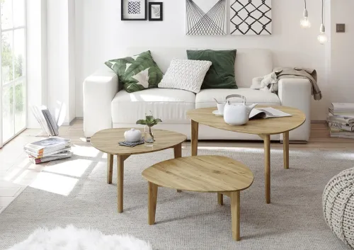 Couchtisch Set Camilla | 3-teilig | 60/60/80 | Asteiche massiv | Eichefarben