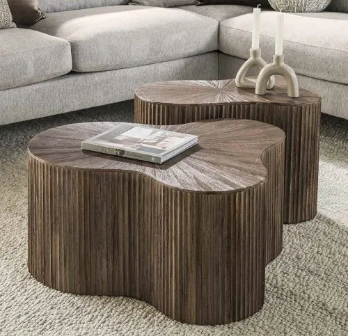 Couchtisch Set Luck | 2-teilig | Teakholz massiv | Espresso