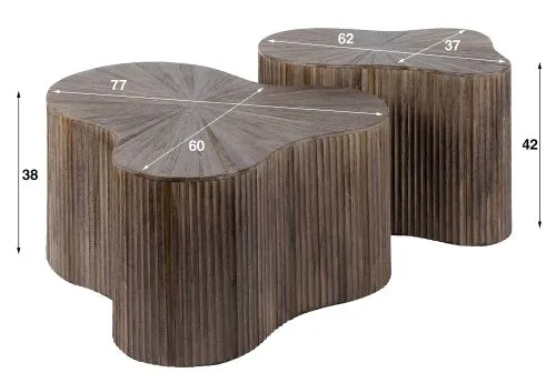 Couchtisch Set Luck | 2-teilig | Teakholz massiv | Espresso