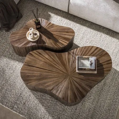 Couchtisch Set Luck 3 | 2-teilig | Teakholz massiv | Espresso