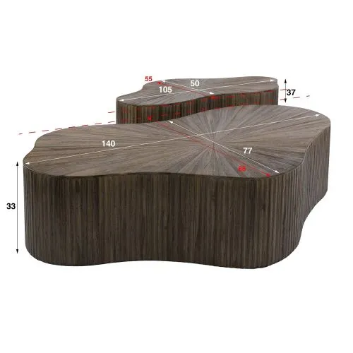 Couchtisch Set Luck 3 | 2-teilig | Teakholz massiv | Espresso
