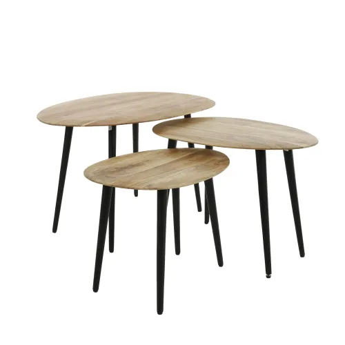 Couchtisch Set Luna oval | 3-teilig | Akazie | massiv