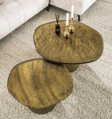 Couchtisch set Mira | 2-teilig | Glas | Antikgold