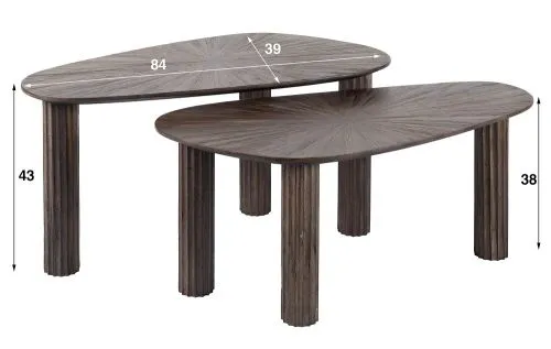 Couchtisch Set Naru | 2-teilig | Teakholz massiv | Espresso