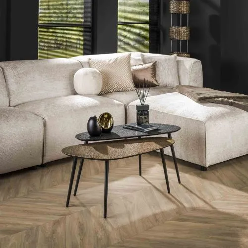 Couchtisch Set Sai | 2-teilig | Metall | metallic schwarz / gold