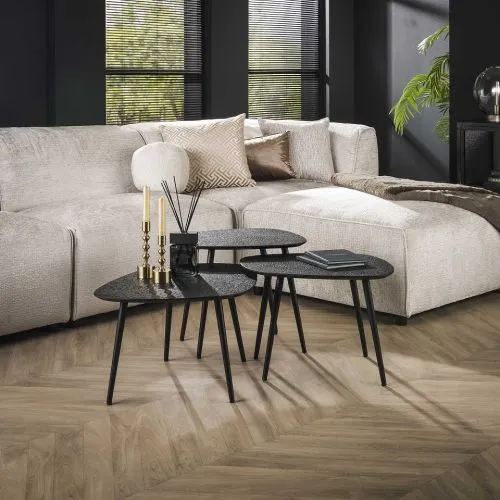 Couchtisch Set Sai viereckig | 3-teilig | Metall | metallic schwarz
