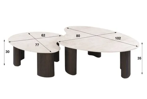 Couchtisch Set Sienna | 2-teilig | 3D Keramik | Taj Mahal