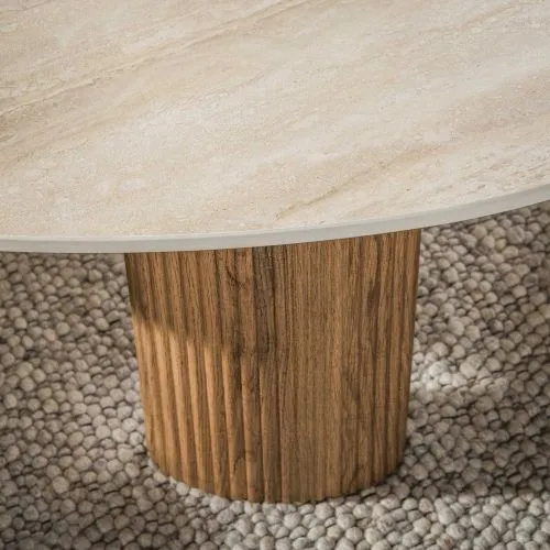 Couchtisch Set Sienna | 2-teilig | 3D Keramik | Travertinoptik