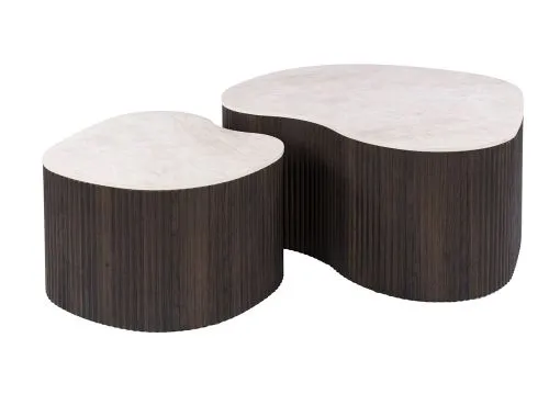 Couchtisch Set Sienna | 2-teilig | geriffelter Sockel | 3D Keramik | Taj Mahal