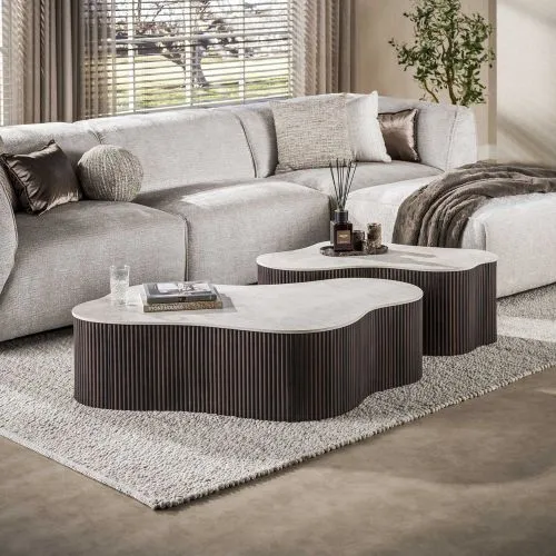 Couchtisch Set Sienna Max | Organic | 2-teilig | 3D Keramik | Taj Mahal