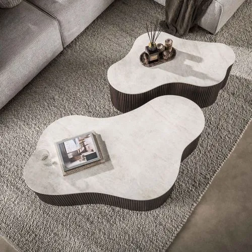 Couchtisch Set Sienna Max | Organic | 2-teilig | 3D Keramik | Taj Mahal