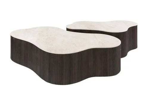 Couchtisch Set Sienna Max | Organic | 2-teilig | 3D Keramik | Taj Mahal