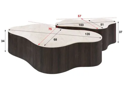 Couchtisch Set Sienna Max | Organic | 2-teilig | 3D Keramik | Taj Mahal