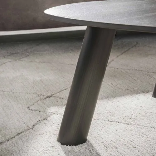 Couchtisch Set Tupi | 2-teilig | organisch | Keramik Travertin | schwarz & grau
