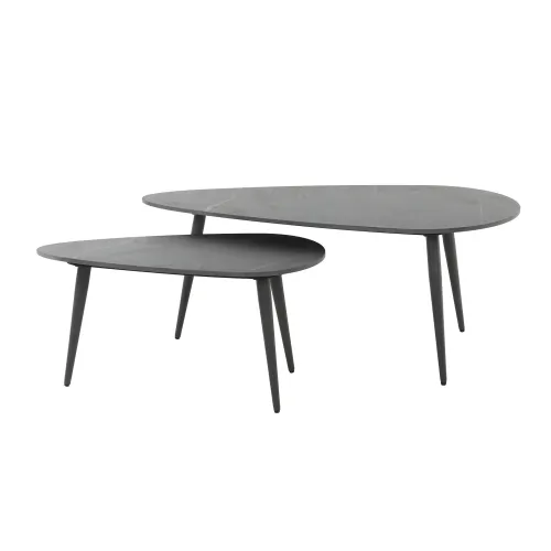 Couchtisch Set Viti 2-teilig | dreieckig | 70/100 cm | Ceramic | natur schwarz