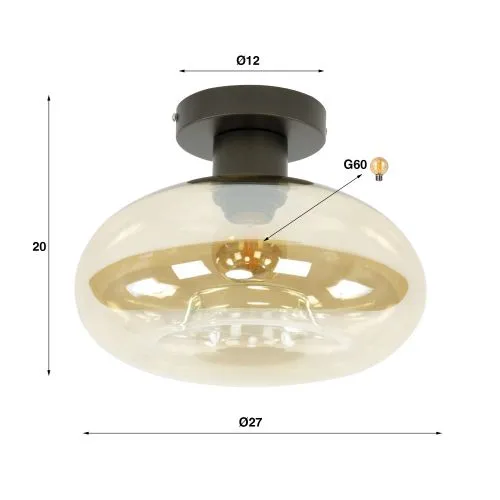 Deckenleuchte Bako | Glas | Ø27 cm | Amber