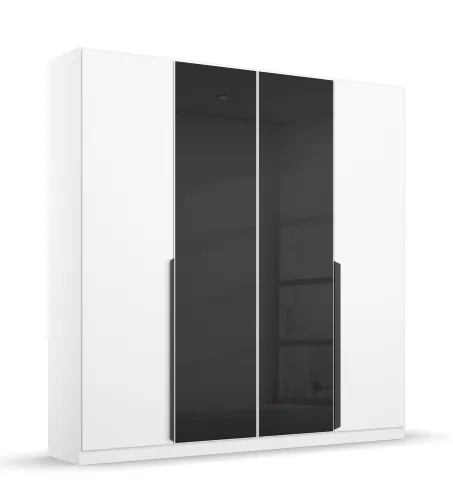 Drehtürenschrank Artemis | mit Glastüren | alpinweiß / basalt grau | 181 x 210 x 54 cm