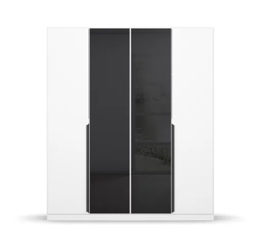 Drehtürenschrank Artemis | mit Glastüren | alpinweiß / basalt grau | 181 x 210 x 54 cm