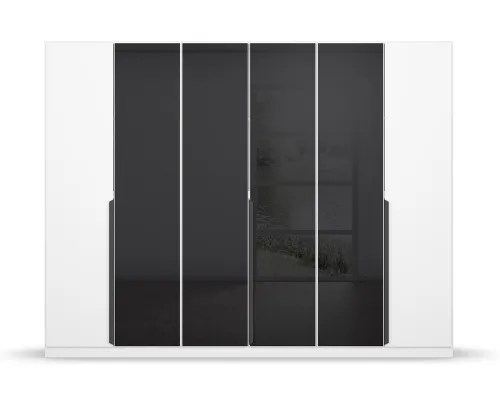 Drehtürenschrank Artemis | mit Glastüren | alpinweiß / basalt grau | 271 x 210 x 54 cm