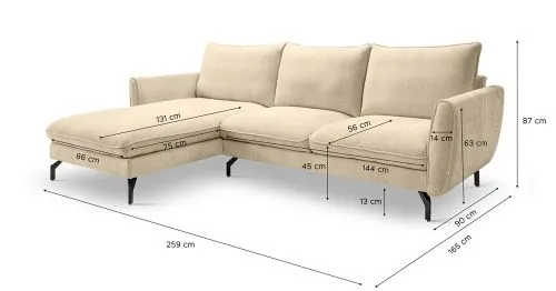 Ecksofa Toronto L-Form links | 259cm | Webstoff | beige
