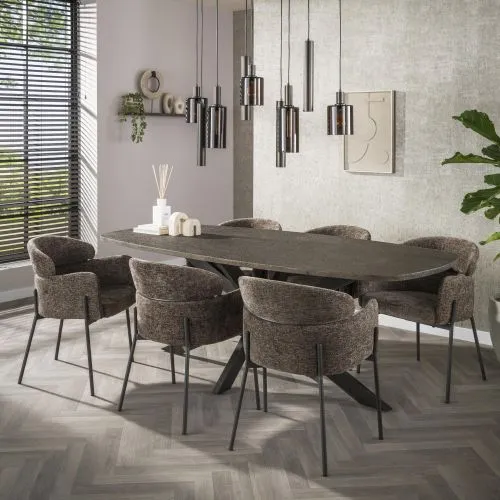 Esstisch Alur | dänisch Oval | 215 cm | Metallic-Optik