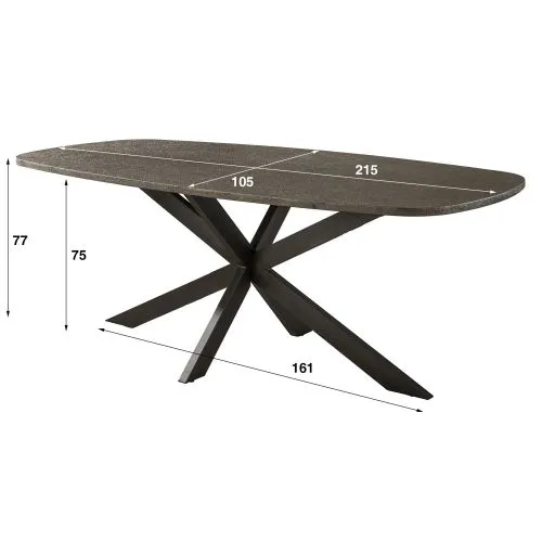 Esstisch Alur | dänisch Oval | 180/215 cm | Metallic-Optik