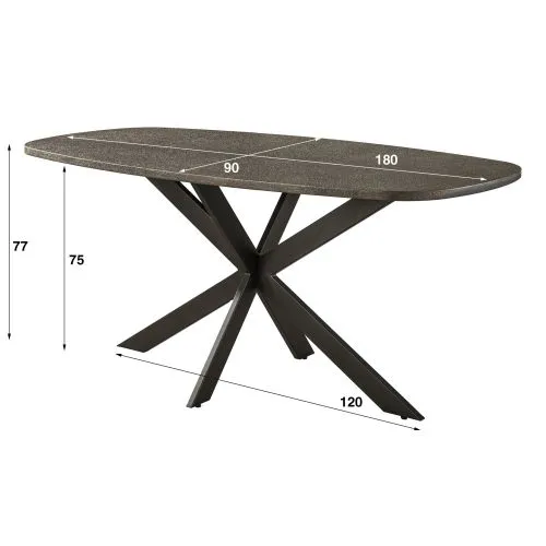 Esstisch Alur | dänisch Oval | 180/215 cm | Metallic-Optik
