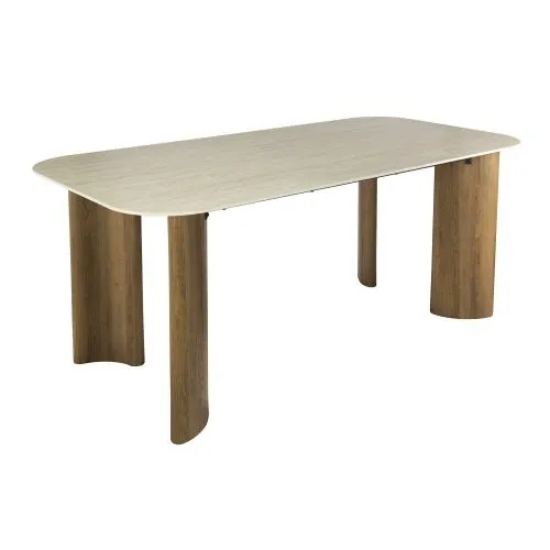 Esstisch Banto | 180 cm | Eiche | Keramik Travertin