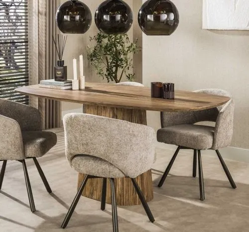 Esstisch Board | 180cm | oval | Mango massiv | sand
